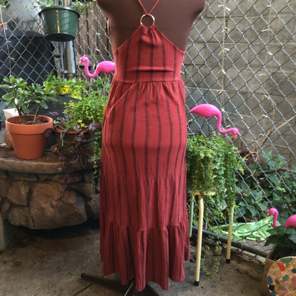 Red Stripe Crinkle Sun Dress Topshop - Picture 4 of 6